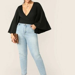 Shein plus size exaggerated bell sleeve bo…